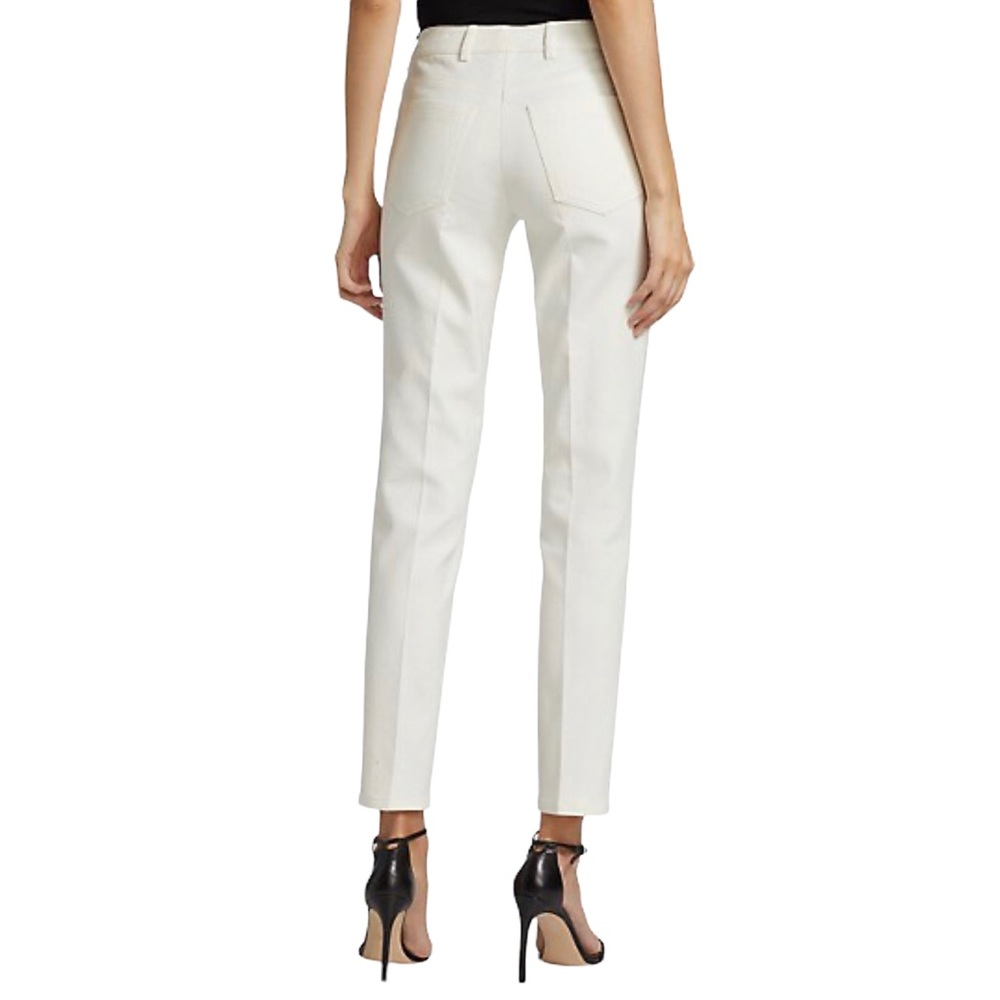 Akris Magda Cotton Silk Pleated Ankle-Crop Trousers in Off-White Size 4 - Picture 2 of 14